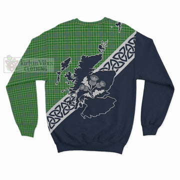 Currie Tartan Sweatshirt Featuring Thistle and Scotland Map - Tartan Vibes Clothing