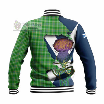 Currie Tartan Family Crest Baseball Jacket Scottish Thistle Celtic Inspired - Tartan Vibes Clothing
