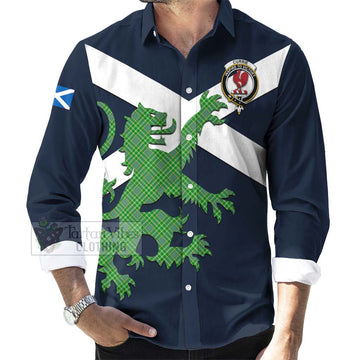 Currie Tartan Lion Rampant Long Sleeve Button Shirt Proudly Display Your Heritage with Alba Gu Brath and Clan Name Men's Shirt - Tartan Vibes Clothing