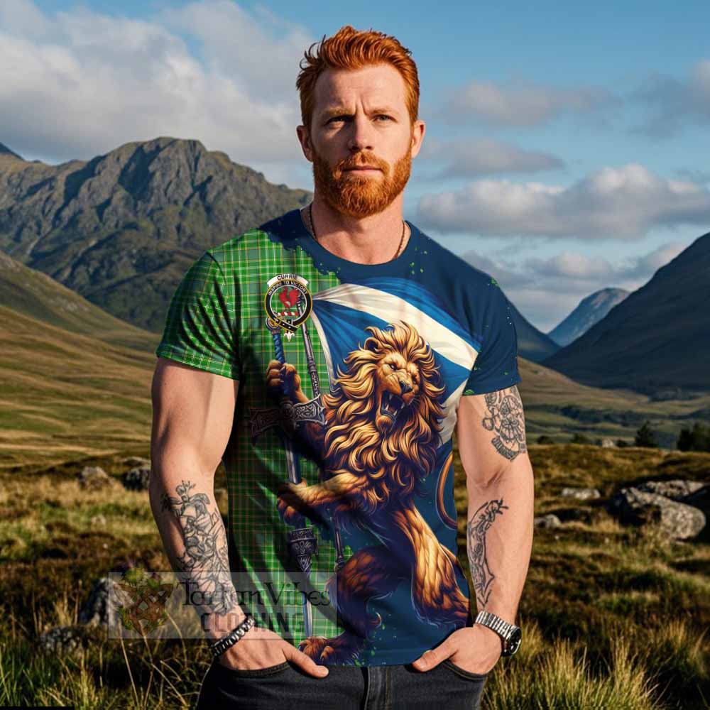 Currie Tartan Family Crest T-Shirt with Scottish Majestic Lion - Tartan Vibes Clothing