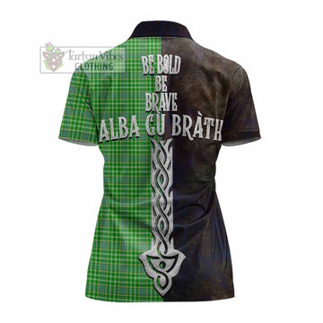 Tartan Vibes Clothing Currie Tartan Family Crest Women's Polo Shirt Alba Gu Brath Be Brave Lion Ancient Style