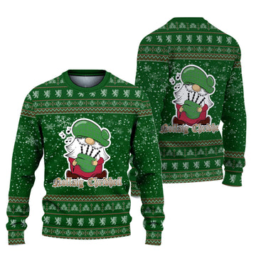 Currie Clan Christmas Family Ugly Sweater with Funny Gnome Playing Bagpipes