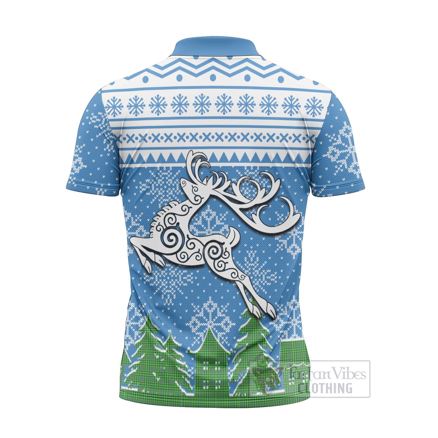 Currie Clan Christmas Zipper Polo Shirt Celtic Reindeer Style - Tartan Vibes Clothing