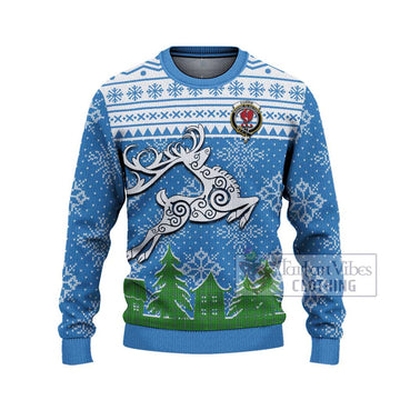 Currie Clan Christmas Ugly Sweater Celtic Reindeer Style