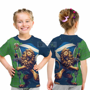 Currie Tartan Family Crest Kid T-Shirt with Scottish Majestic Lion - Tartan Vibes Clothing