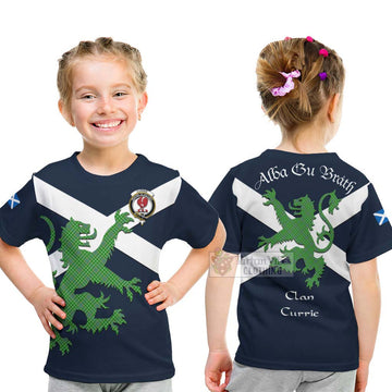 Currie Tartan Lion Rampant Kid T-Shirt Proudly Display Your Heritage with Alba Gu Brath and Clan Name - Tartan Vibes Clothing
