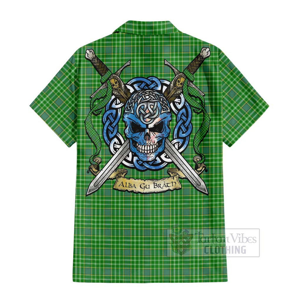 Currie Tartan Hawaiian Shirt with Family Crest Celtic Skull Style - Tartan Vibes Clothing