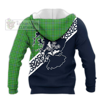 Currie Tartan Knitted Hoodie Featuring Thistle and Scotland Map - Tartan Vibes Clothing