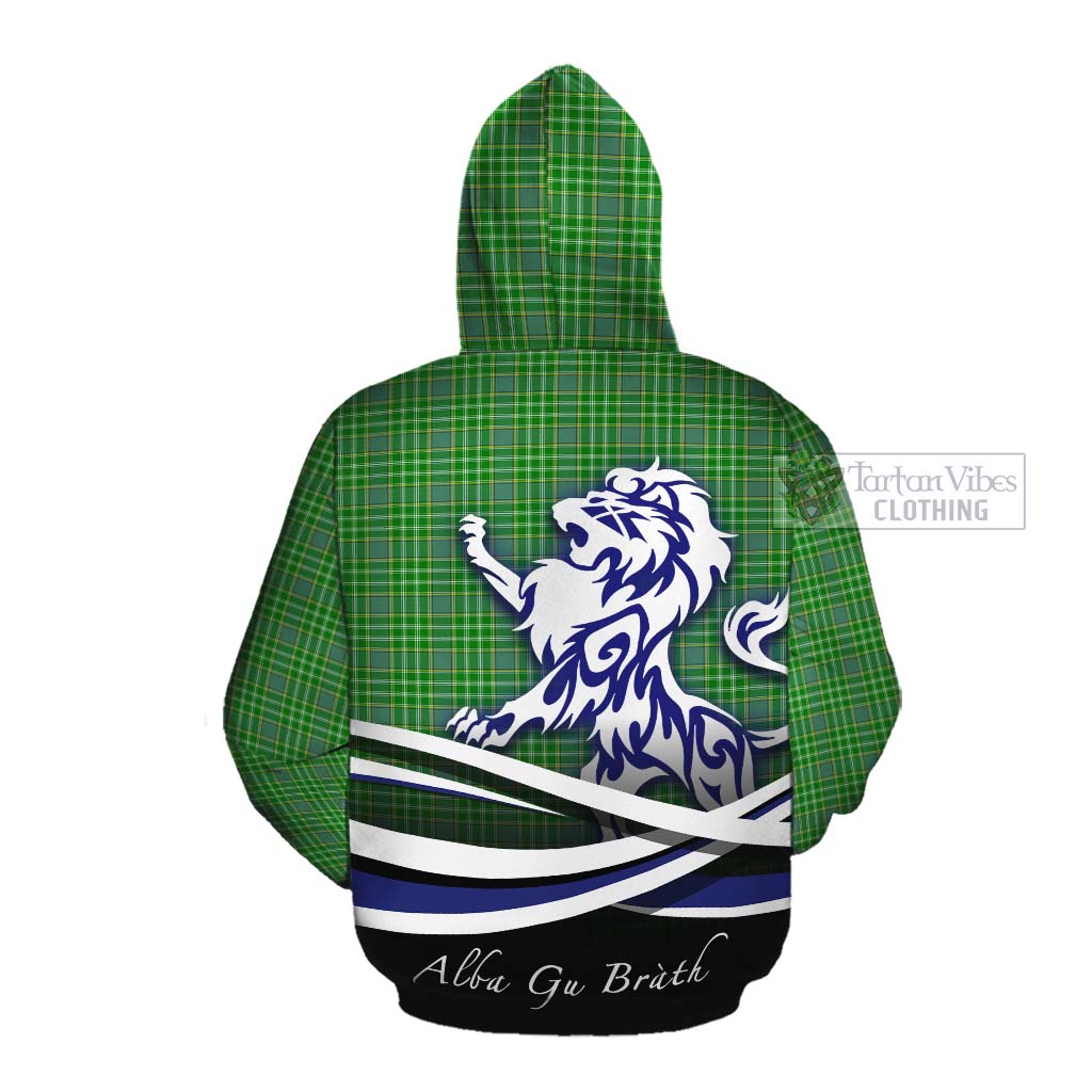 Currie Tartan Cotton Hoodie with Alba Gu Brath Regal Lion Emblem Pullover Hoodie - Tartan Vibes Clothing