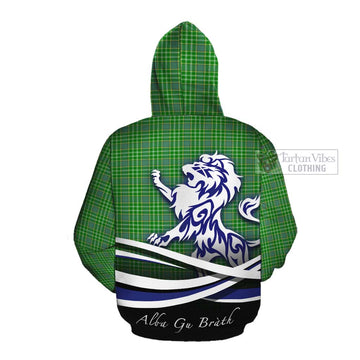 Currie Tartan Cotton Hoodie with Alba Gu Brath Regal Lion Emblem Pullover Hoodie - Tartan Vibes Clothing