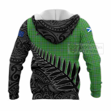 Currie Crest Tartan Knitted Hoodie with New Zealand Silver Fern Half Style - Tartan Vibes Clothing