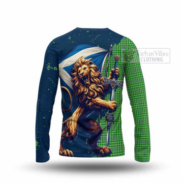 Currie Tartan Family Crest Long Sleeve T-Shirt with Scottish Majestic Lion - Tartan Vibes Clothing