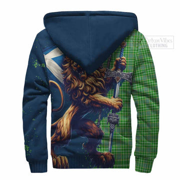 Currie Tartan Family Crest Sherpa Hoodie with Scottish Majestic Lion - Tartan Vibes Clothing