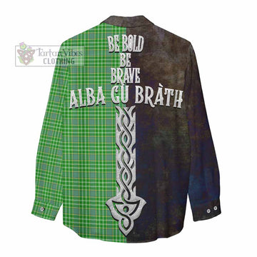 Tartan Vibes Clothing Currie Tartan Family Crest Women's Casual Shirt Alba Gu Brath Be Brave Lion Ancient Style