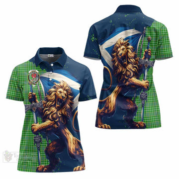 Currie Tartan Family Crest Women's Polo Shirt with Scottish Majestic Lion - Tartan Vibes Clothing