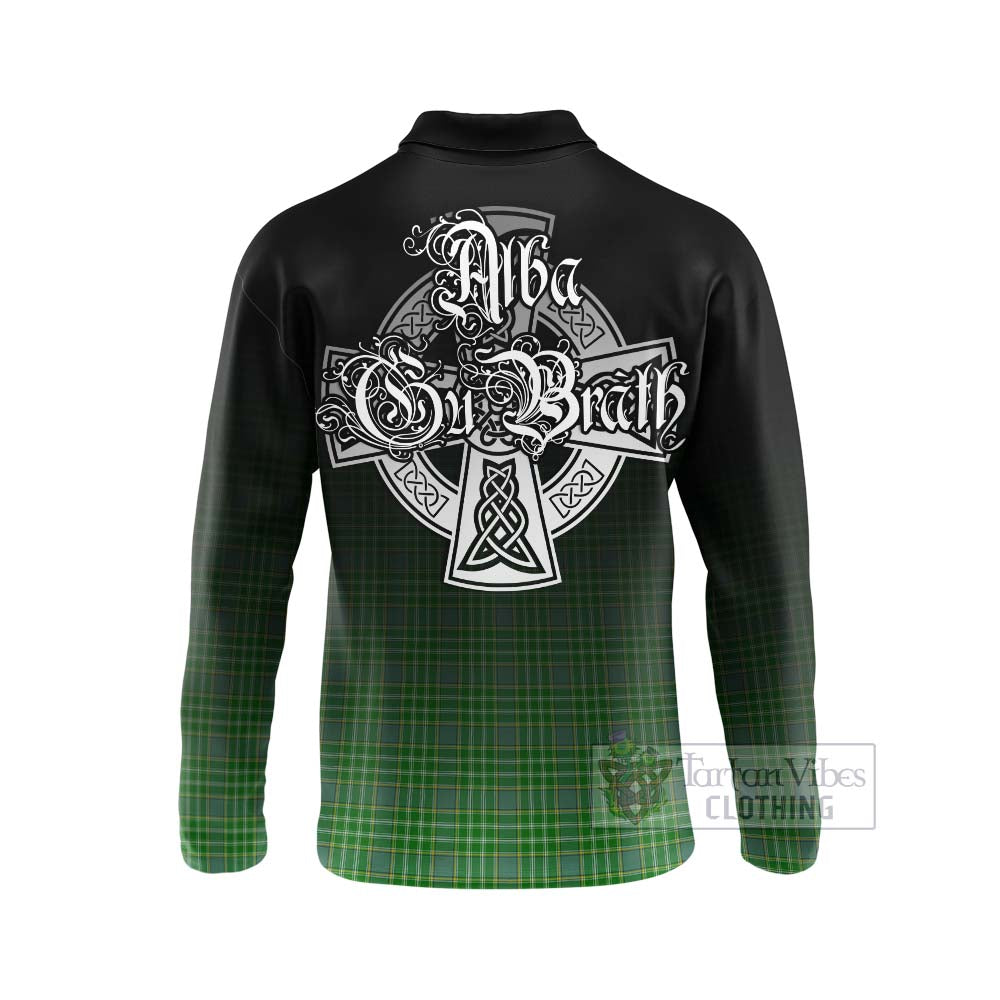 Currie Tartan Long Sleeve Polo Shirt Featuring Alba Gu Brath Family Crest Celtic Inspired - Tartan Vibes Clothing