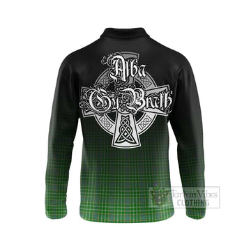 Currie Tartan Long Sleeve Polo Shirt Featuring Alba Gu Brath Family Crest Celtic Inspired - Tartan Vibes Clothing