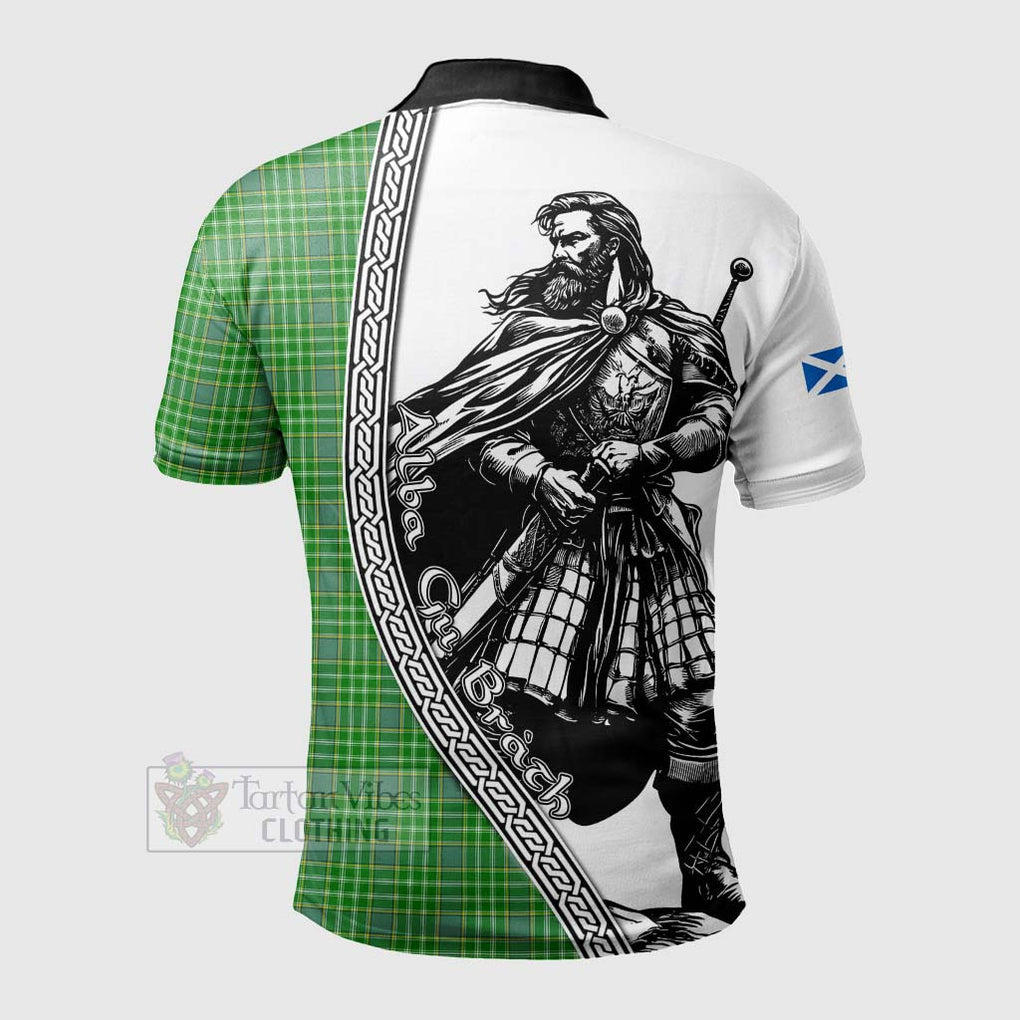 Currie Tartan Clan Crest Polo Shirt with Highlander Warrior Celtic Style - Tartan Vibes Clothing