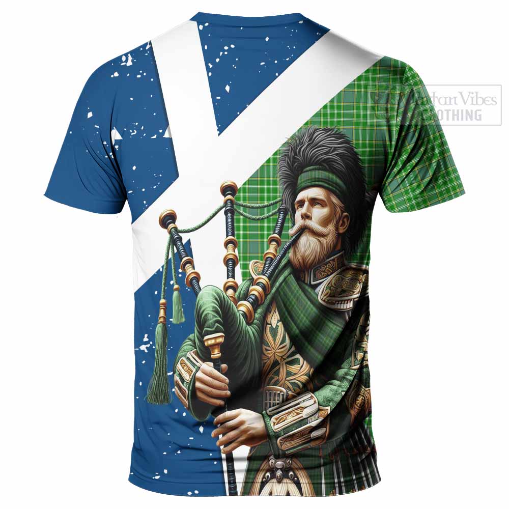 Currie Tartan T-Shirt with Family Crest Scottish Bagpiper Vibes - Tartan Vibes Clothing