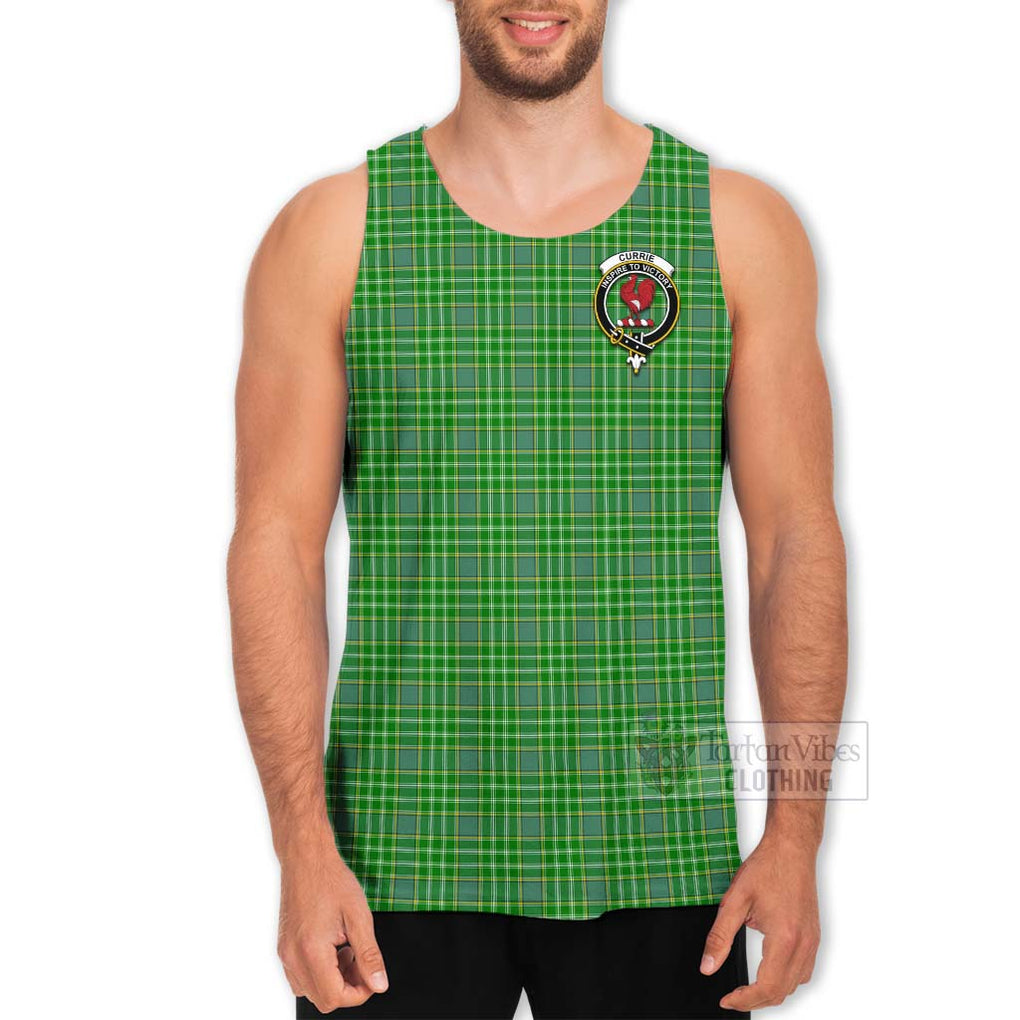 Currie Tartan Men's Tank Top with Family Crest Celtic Skull Style - Tartan Vibes Clothing