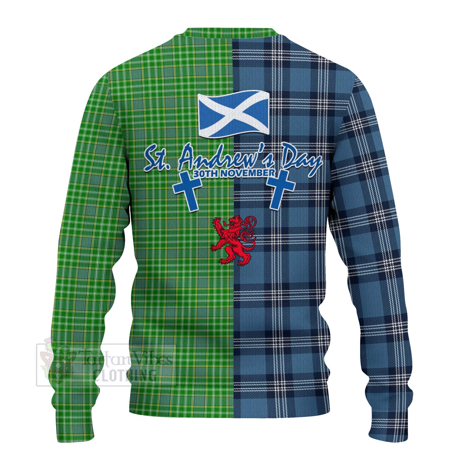 Currie Tartan Knitted Sweater Happy St. Andrew's Day Half Tartan Style - Tartan Vibes Clothing