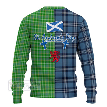 Currie Tartan Knitted Sweater Happy St. Andrew's Day Half Tartan Style - Tartan Vibes Clothing