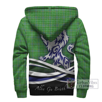 Currie Tartan Sherpa Hoodie with Alba Gu Brath Regal Lion Emblem - Tartan Vibes Clothing