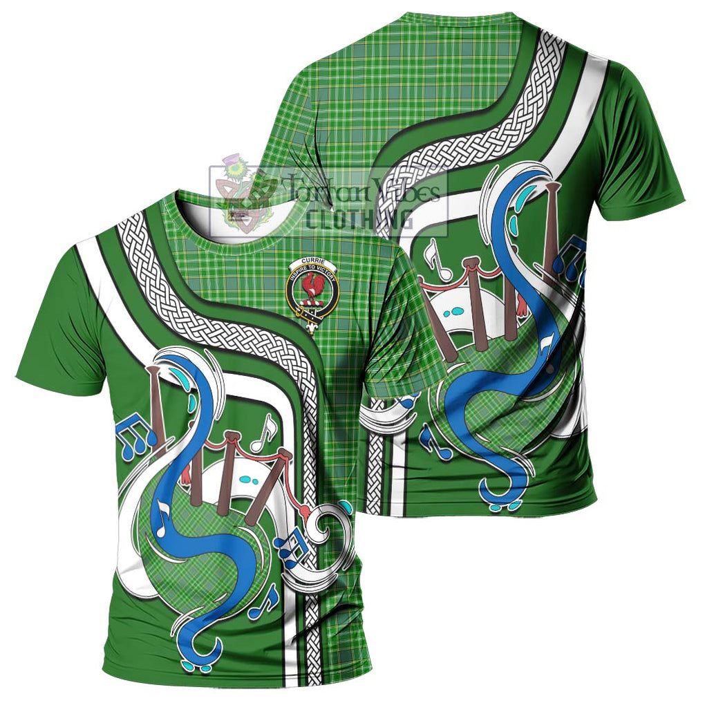 Currie Tartan T-Shirt with Epic Bagpipe Style - Tartanvibesclothing Shop