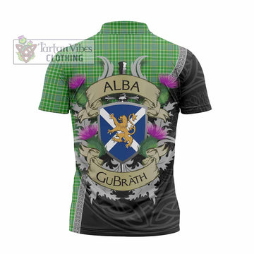 Currie Tartan Family Crest Zipper Polo Shirt Lion Rampant Royal Thistle Shield Celtic Inspired - Tartan Vibes Clothing