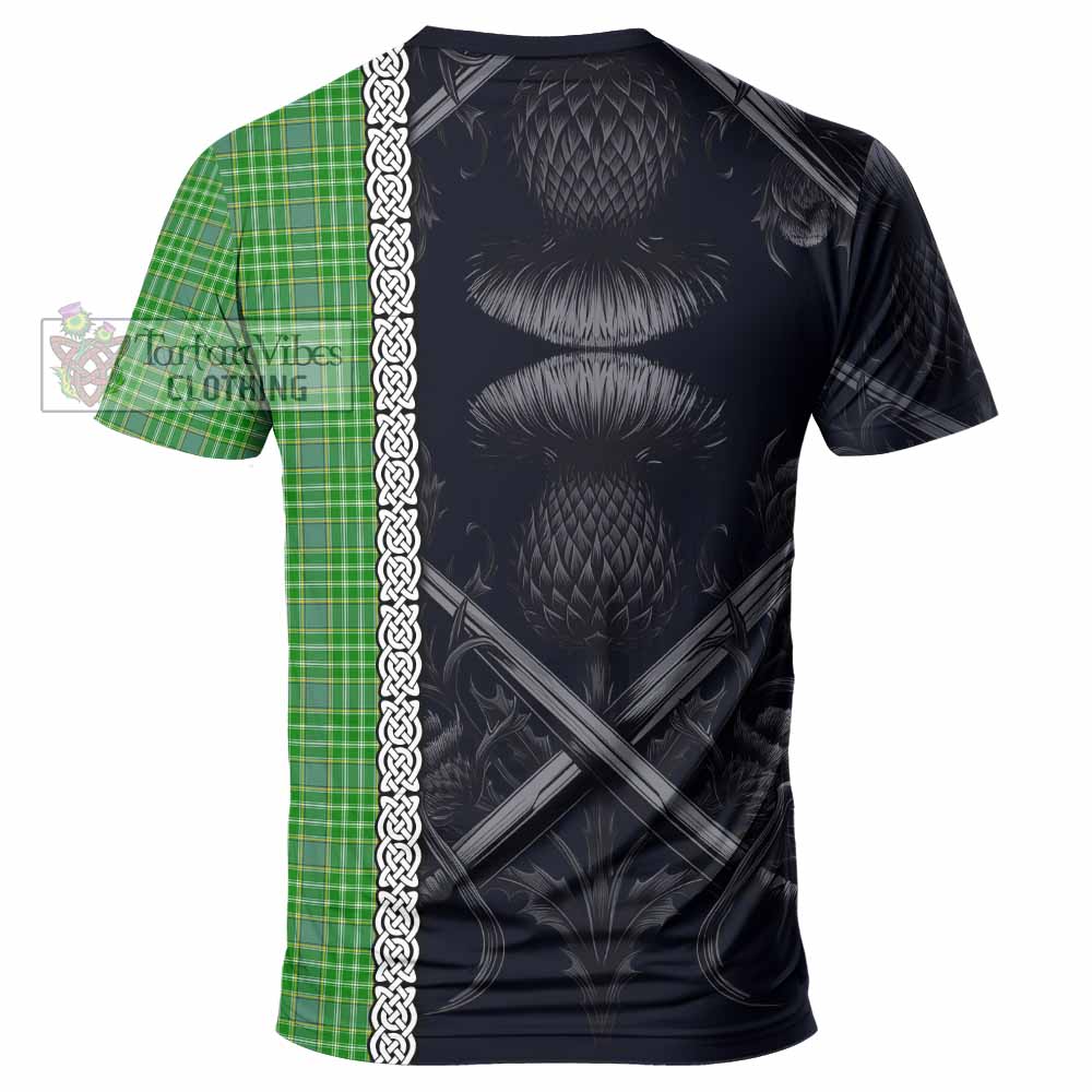 Currie Tartan T-Shirt with Family Crest Cross Sword Thistle Celtic Vibes - Tartan Vibes Clothing
