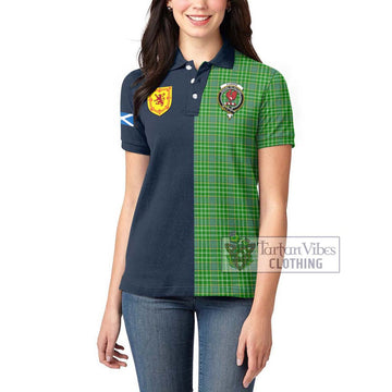 Currie Tartan Women's Polo Shirt Alba with Scottish Lion Royal Arm Half Style - Tartan Vibes Clothing