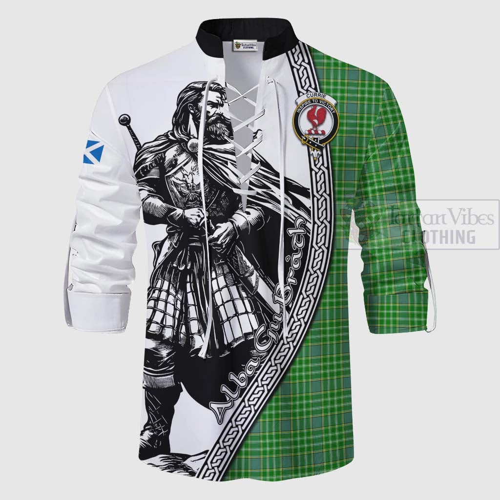 Currie Tartan Clan Crest Ghillie Kilt Shirt with Highlander Warrior Celtic Style - Tartan Vibes Clothing