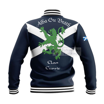 Currie Tartan Lion Rampant Baseball Jacket Proudly Display Your Heritage with Alba Gu Brath and Clan Name - Tartan Vibes Clothing