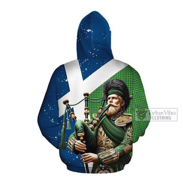Currie Tartan Cotton Hoodie with Family Crest Scottish Bagpiper Vibes Pullover Hoodie - Tartan Vibes Clothing