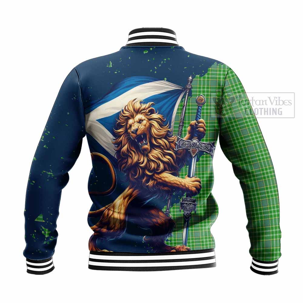 Currie Tartan Family Crest Baseball Jacket with Scottish Majestic Lion - Tartan Vibes Clothing