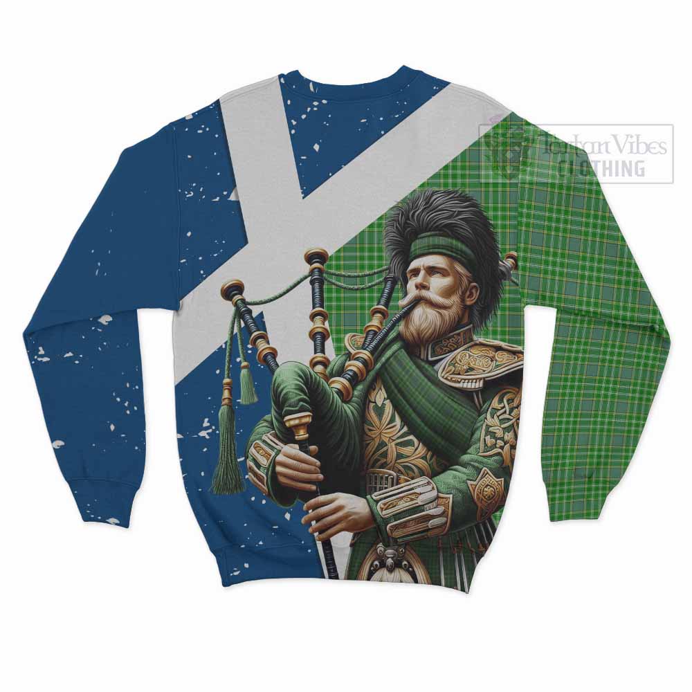 Currie Tartan Sweatshirt with Family Crest Scottish Bagpiper Vibes - Tartan Vibes Clothing