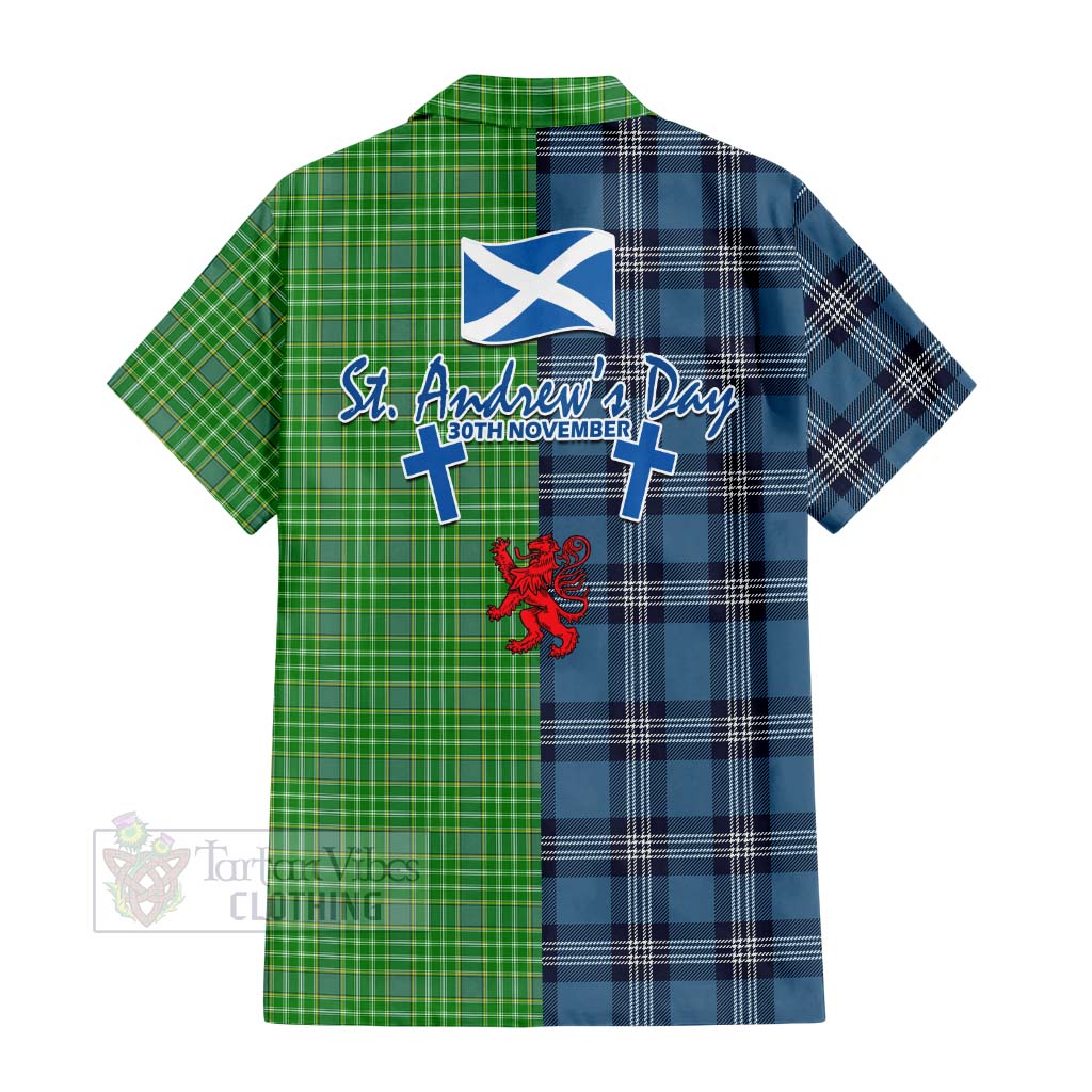 Currie Tartan Hawaiian Shirt Happy St. Andrew's Day Half Tartan Style - Tartan Vibes Clothing