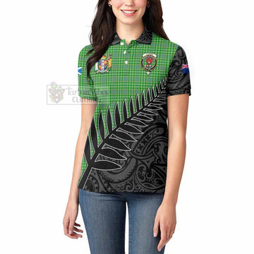 Currie Crest Tartan Women's Polo Shirt with New Zealand Silver Fern Half Style - Tartan Vibes Clothing