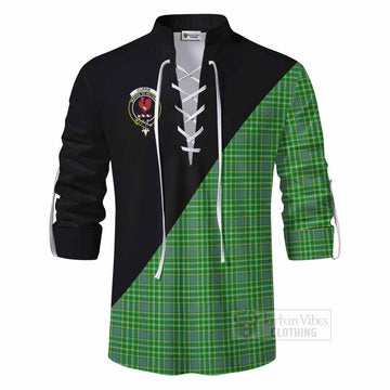 Currie Tartan Ghillie Kilt Shirt with Family Crest and Military Logo Style - Tartan Vibes Clothing