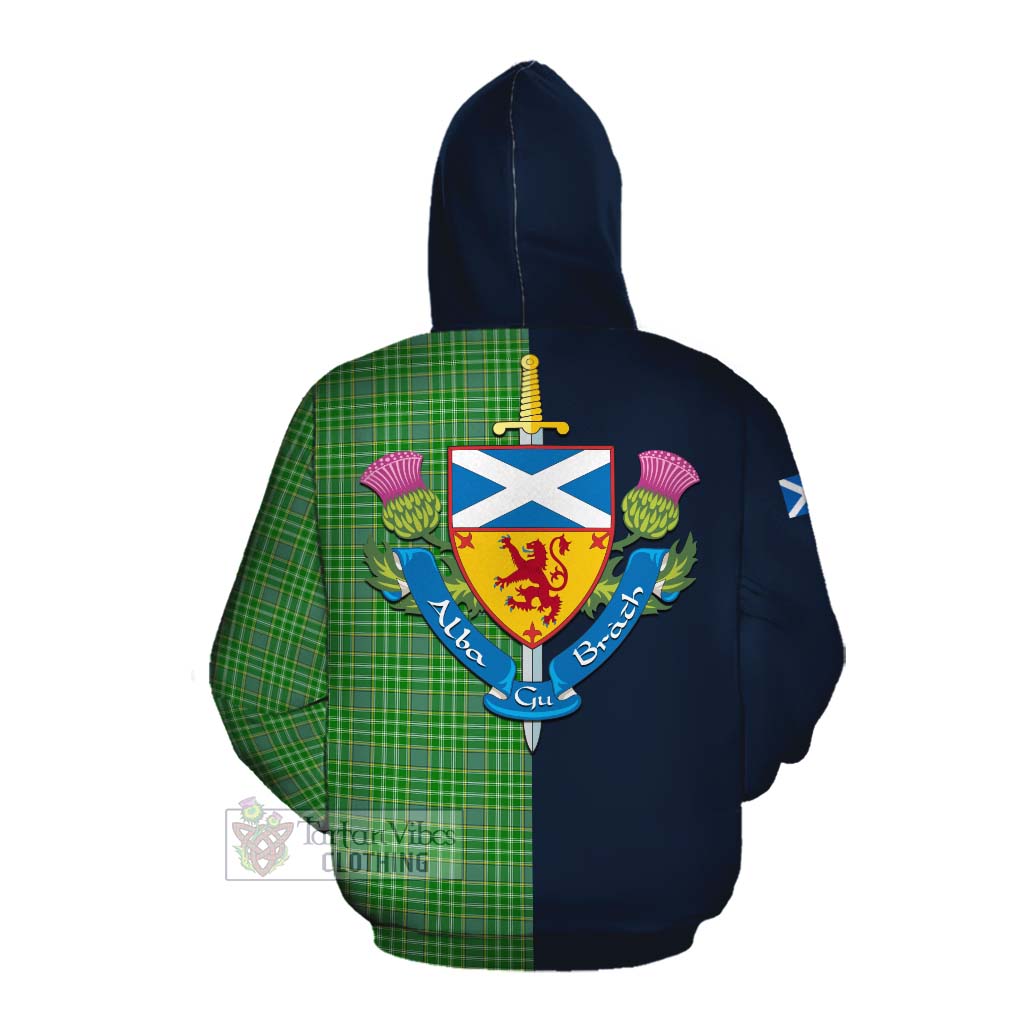 Currie Tartan Cotton Hoodie Alba with Scottish Lion Royal Arm Half Style Pullover Hoodie - Tartan Vibes Clothing