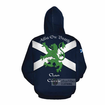 Currie Tartan Lion Rampant Cotton Hoodie Proudly Display Your Heritage with Alba Gu Brath and Clan Name Pullover Hoodie - Tartan Vibes Clothing