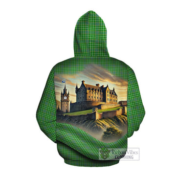 Currie Tartan Family Crest Cotton Hoodie with Scottish Ancient Castle Style Pullover Hoodie - Tartan Vibes Clothing