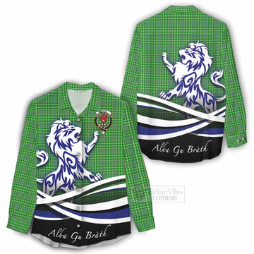 Currie Tartan Women's Casual Shirt with Alba Gu Brath Regal Lion Emblem - Tartan Vibes Clothing