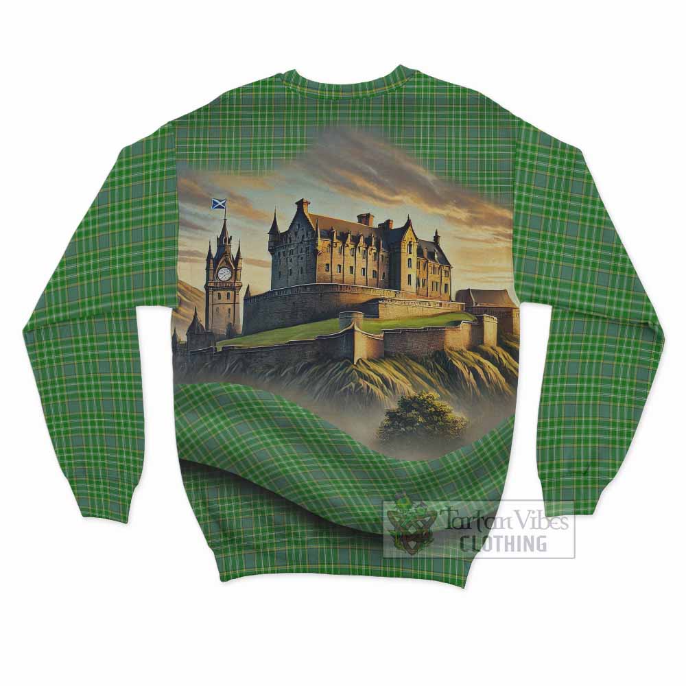 Currie Tartan Family Crest Sweatshirt with Scottish Ancient Castle Style - Tartan Vibes Clothing