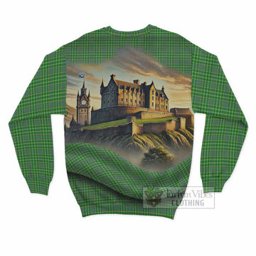 Currie Tartan Family Crest Sweatshirt with Scottish Ancient Castle Style - Tartan Vibes Clothing