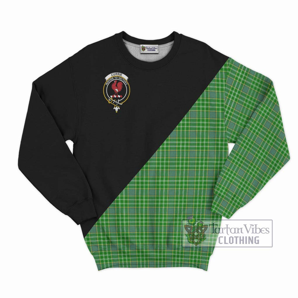 Currie Tartan Sweatshirt with Family Crest and Military Logo Style - Tartan Vibes Clothing