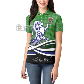 Currie Tartan Women's Polo Shirt with Alba Gu Brath Regal Lion Emblem - Tartan Vibes Clothing
