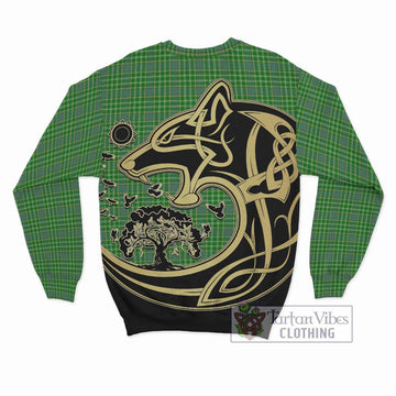 Currie Tartan Sweatshirt with Family Crest Celtic Wolf Style - Tartan Vibes Clothing