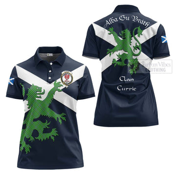 Currie Tartan Lion Rampant Women's Polo Shirt Proudly Display Your Heritage with Alba Gu Brath and Clan Name - Tartan Vibes Clothing