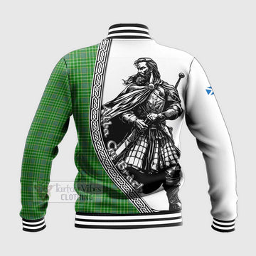 Currie Tartan Clan Crest Baseball Jacket with Highlander Warrior Celtic Style - Tartan Vibes Clothing